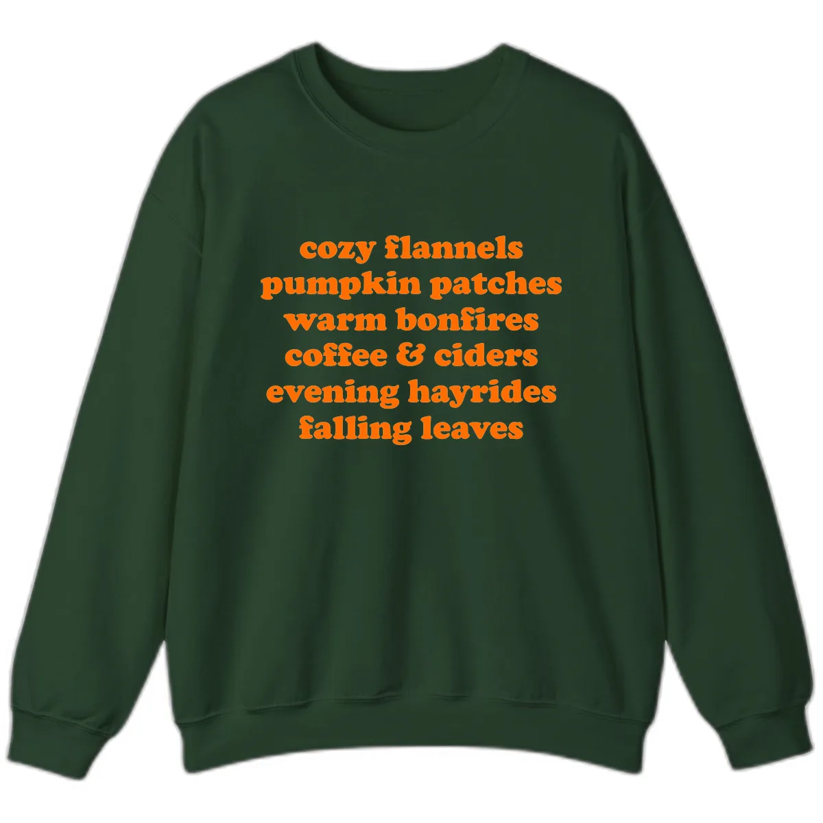 Autumnal Vibes Typography Design Sweatshirt in Forest Green