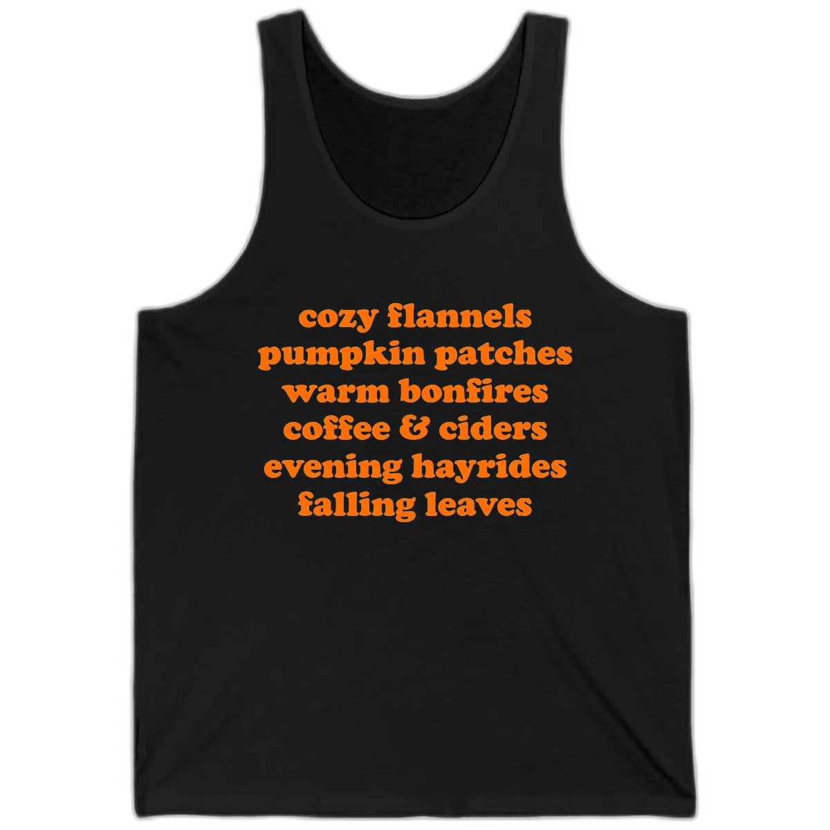 Autumnal Vibes Typography Design Tank in Black