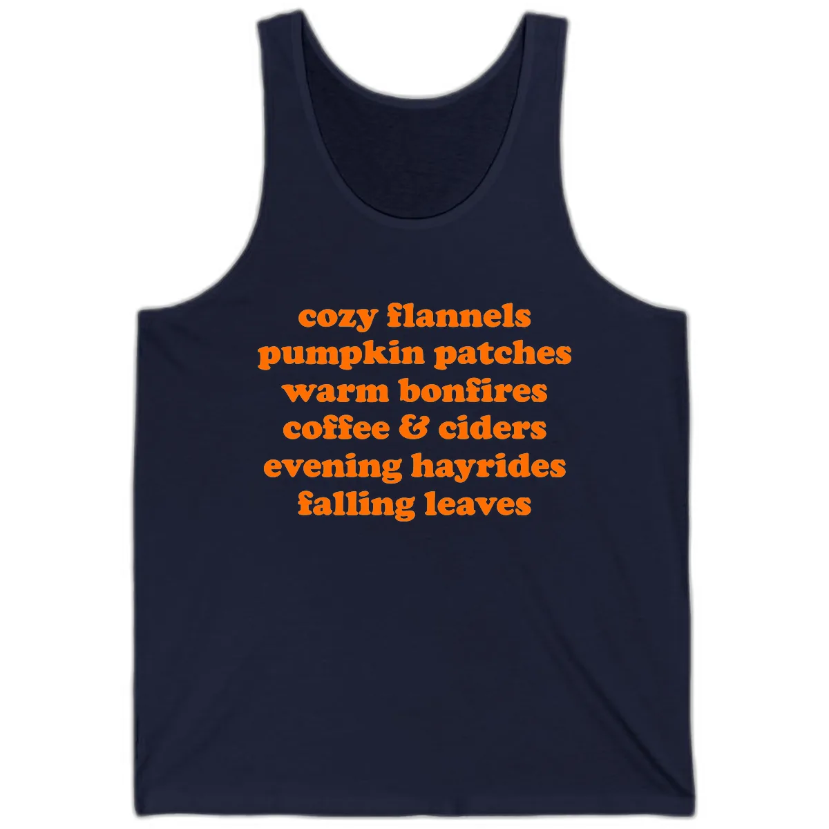 Autumnal Vibes Typography Design Tank in Navy