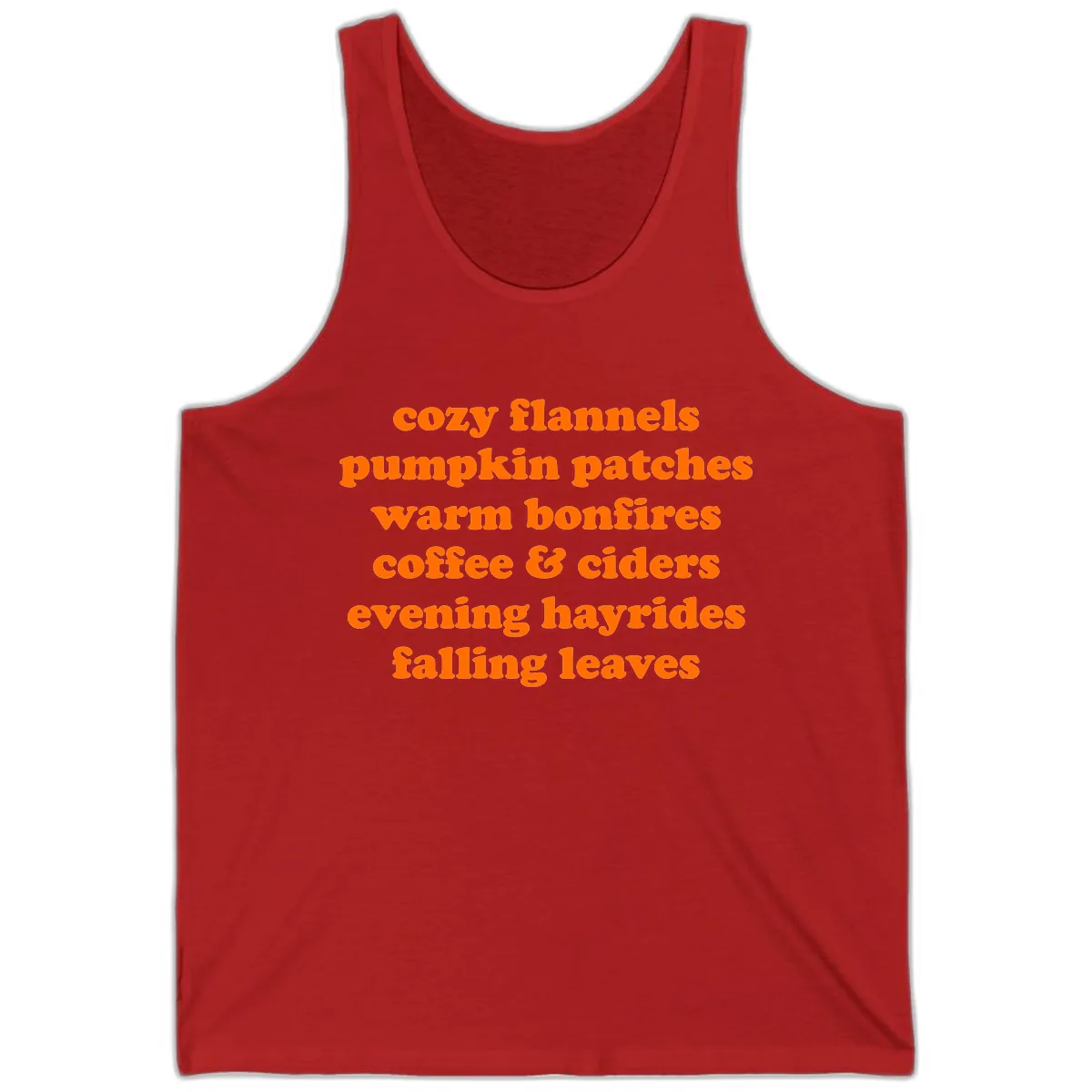 Autumnal Vibes Typography Design Tank in Red