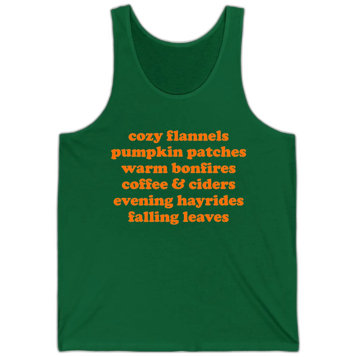 Autumnal Vibes Typography Design Tank in Kelly