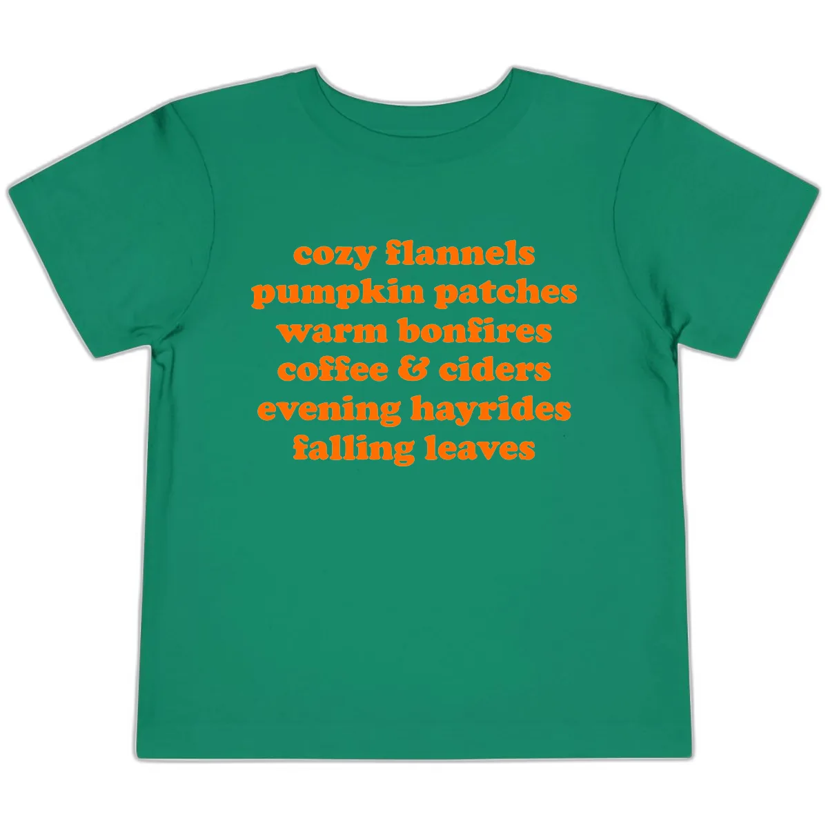 Autumnal Vibes Typography Design Toddler T-Shirt in Kelly