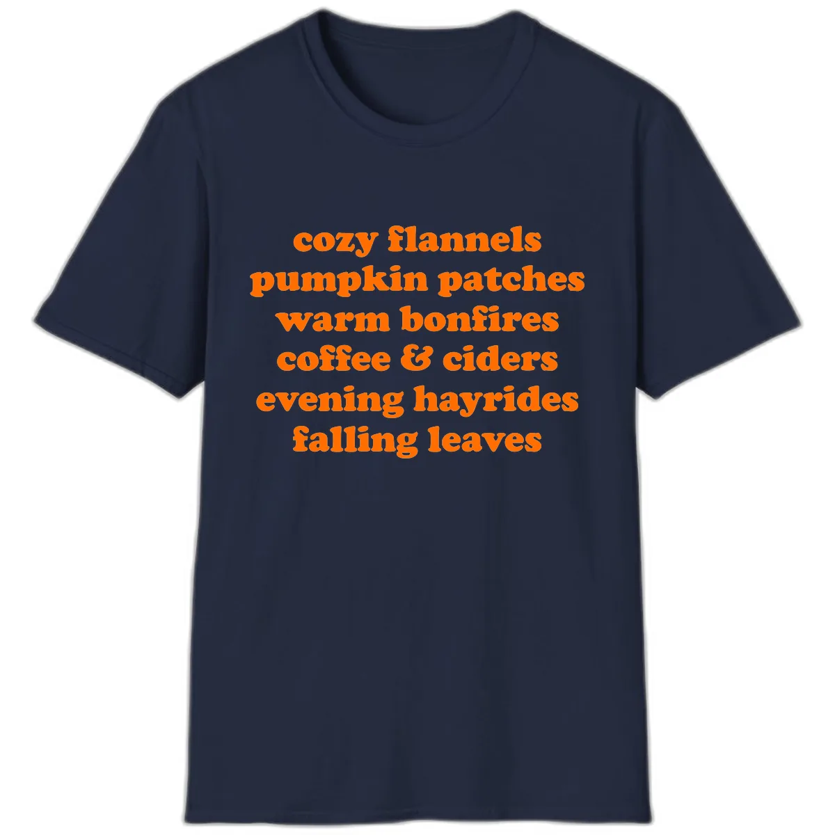 Autumnal Vibes Typography Design T-Shirt in Navy