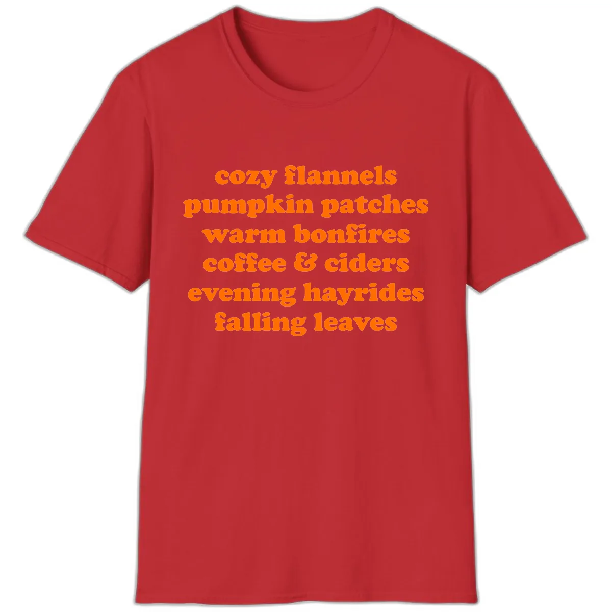Autumnal Vibes Typography Design T-Shirt in Red