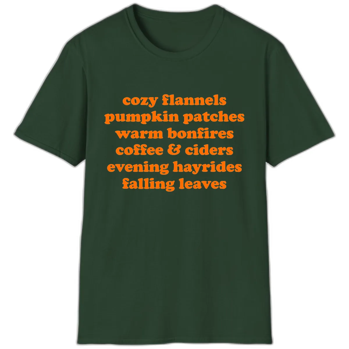 Autumnal Vibes Typography Design T-Shirt in Forest Green