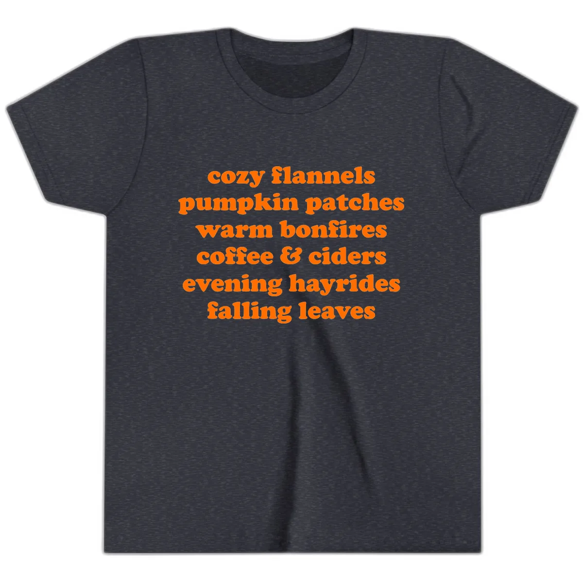 Autumnal Vibes Typography Design Youth T-Shirt in Heather Navy