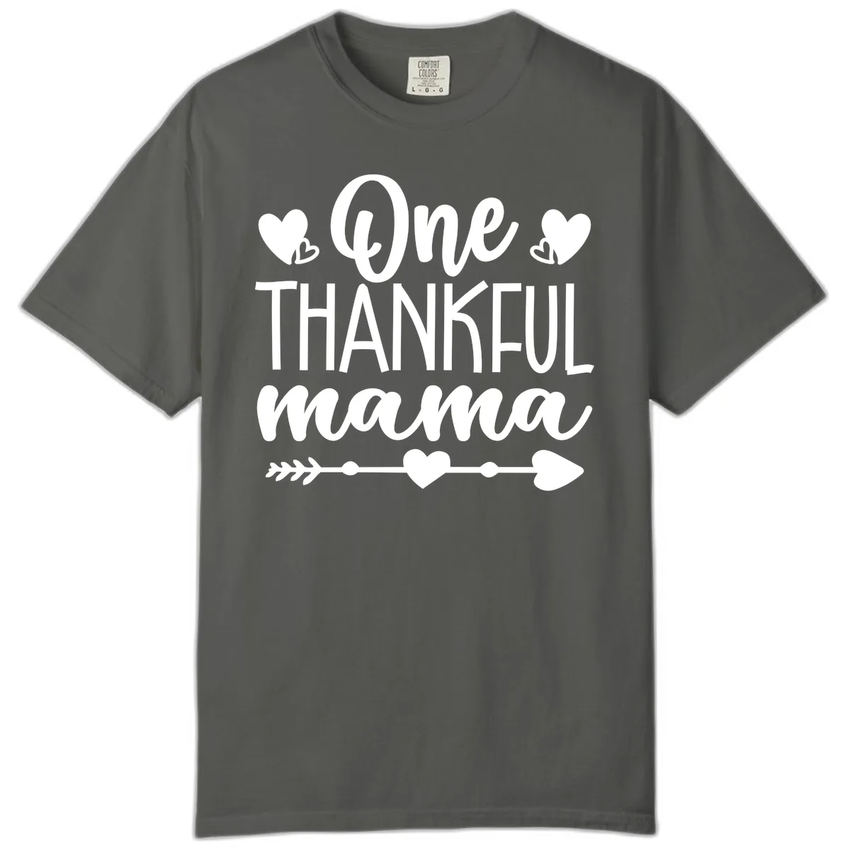 One Thankful Mama Heart Design Comfort Color in Pepper