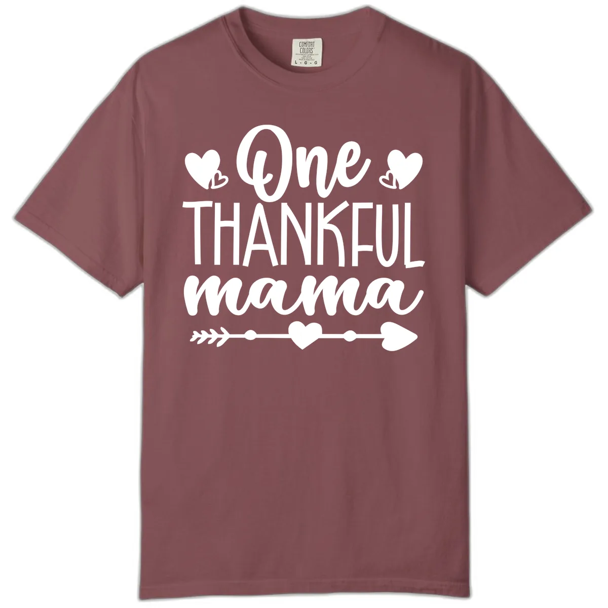 One Thankful Mama Heart Design Comfort Color in Brick