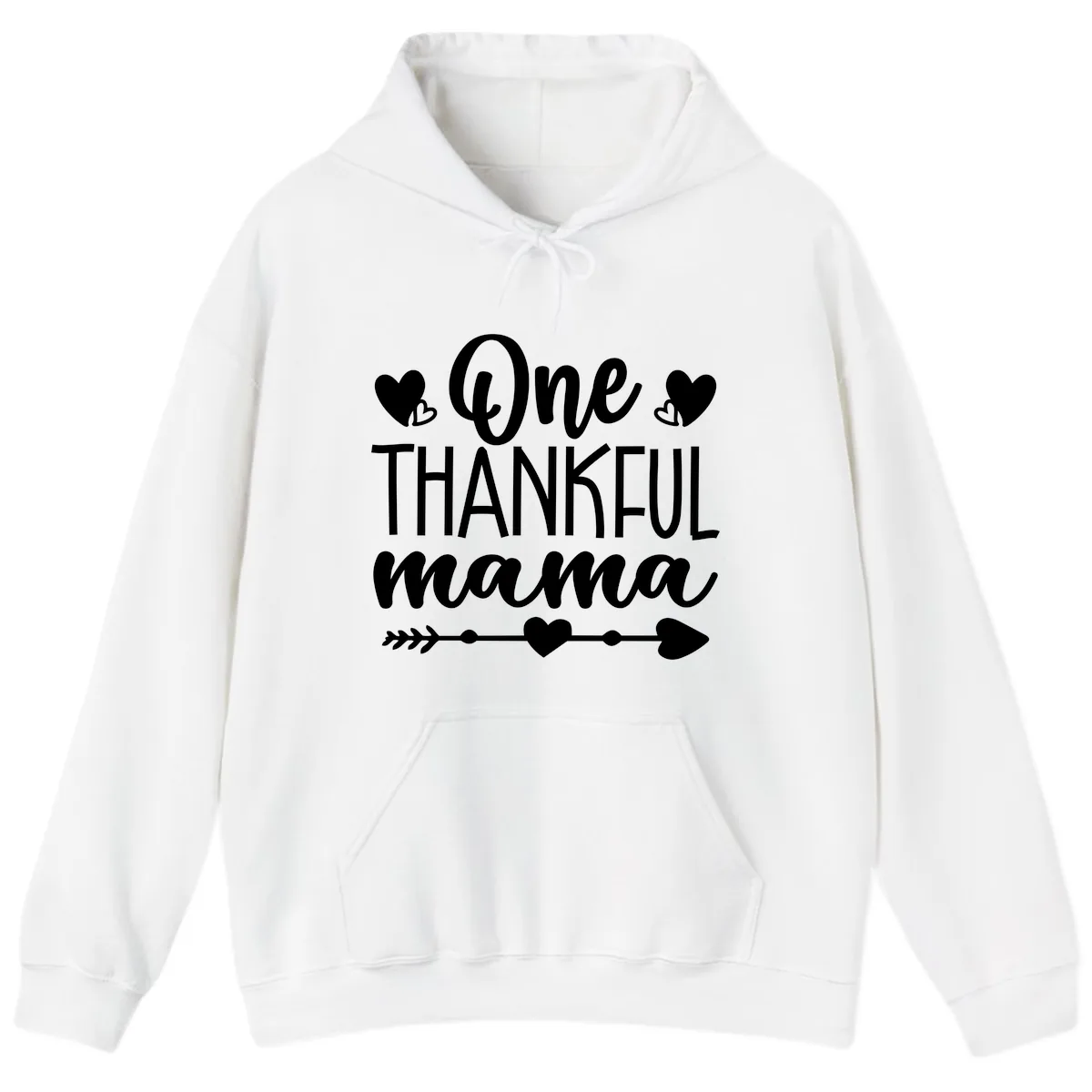 One Thankful Mama Heart Design Hoodie in White