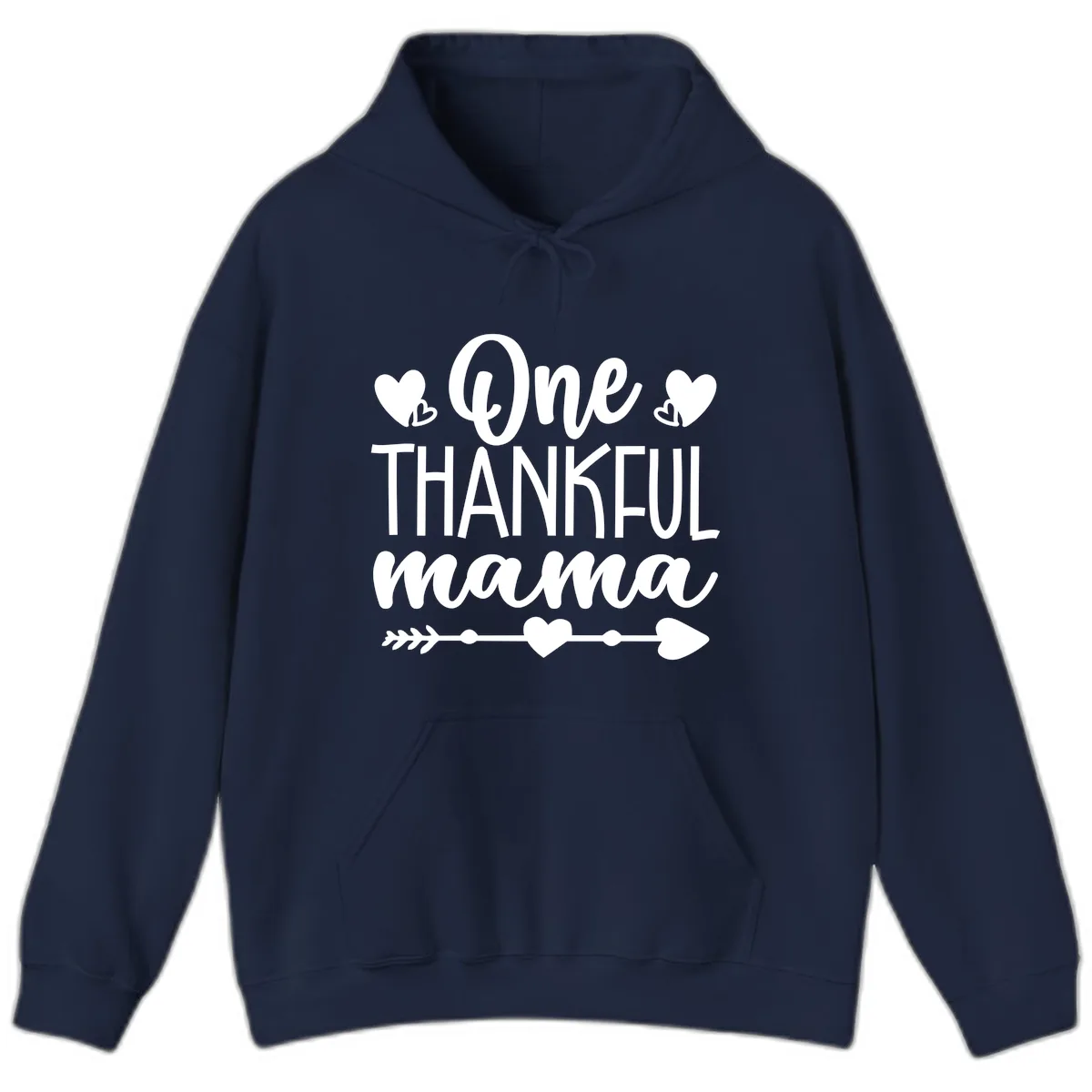 One Thankful Mama Heart Design Hoodie in Navy