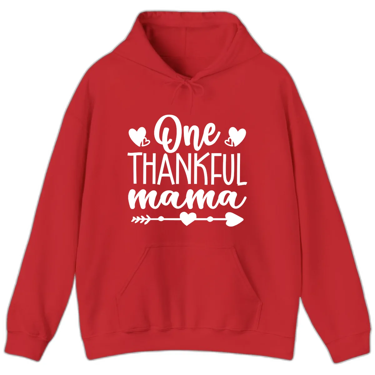 One Thankful Mama Heart Design Hoodie in Red