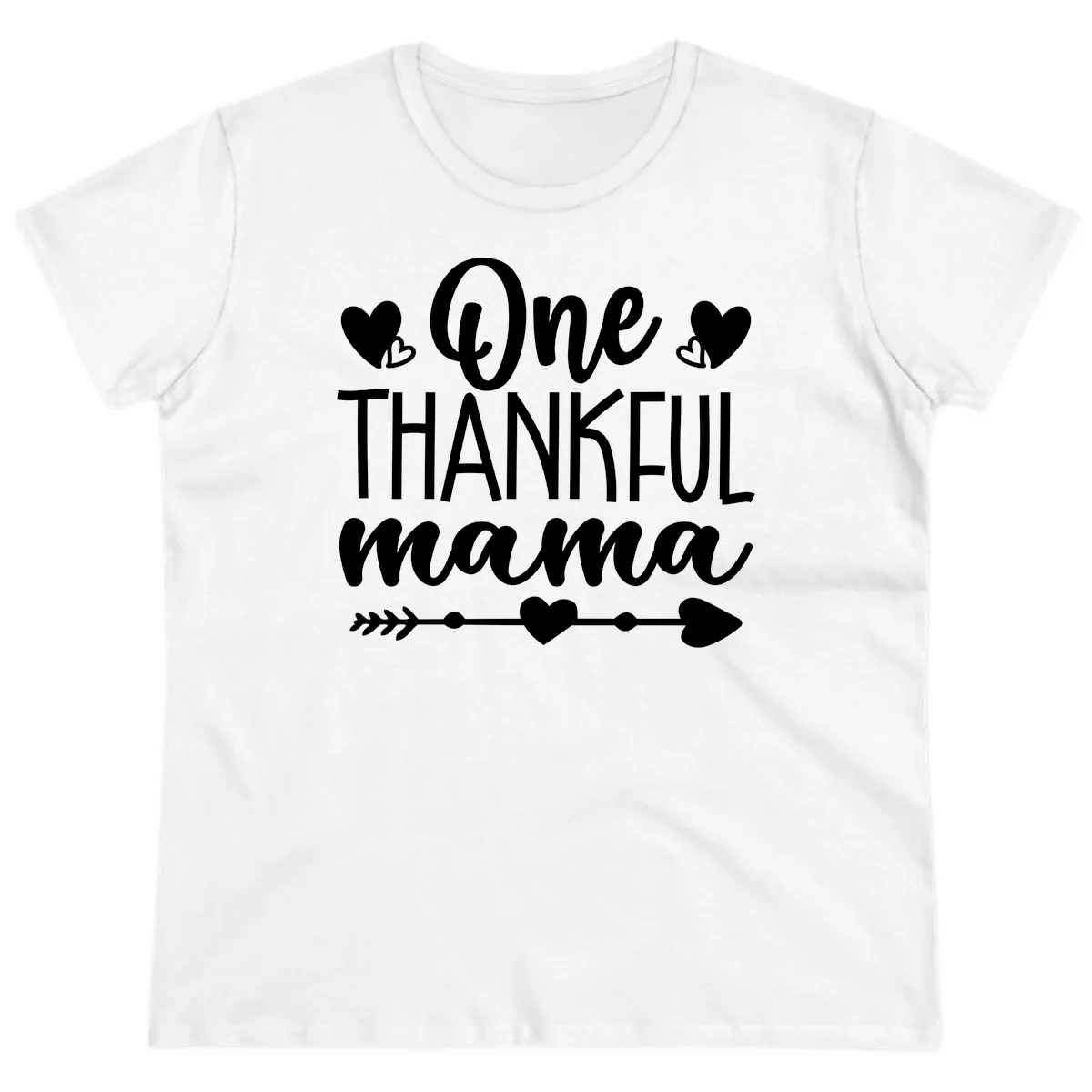 One Thankful Mama Heart Design Ladies Tee in White