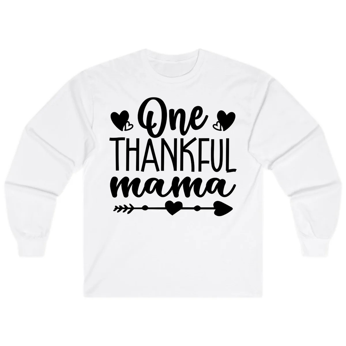 One Thankful Mama Heart Design Long Sleeve in White