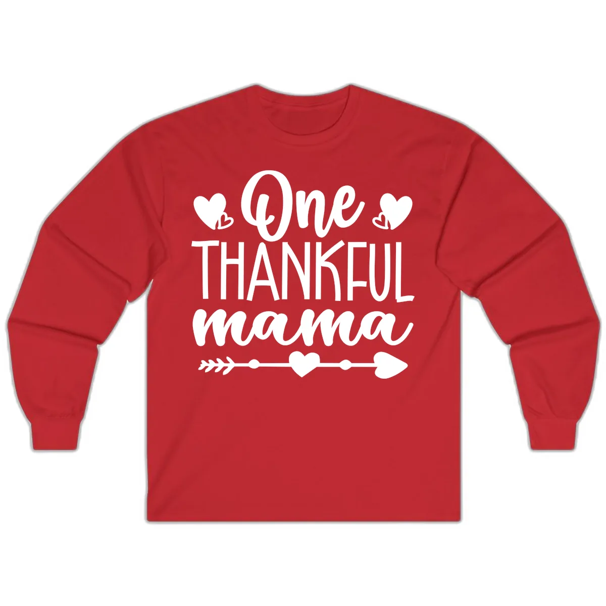 One Thankful Mama Heart Design Long Sleeve in Red