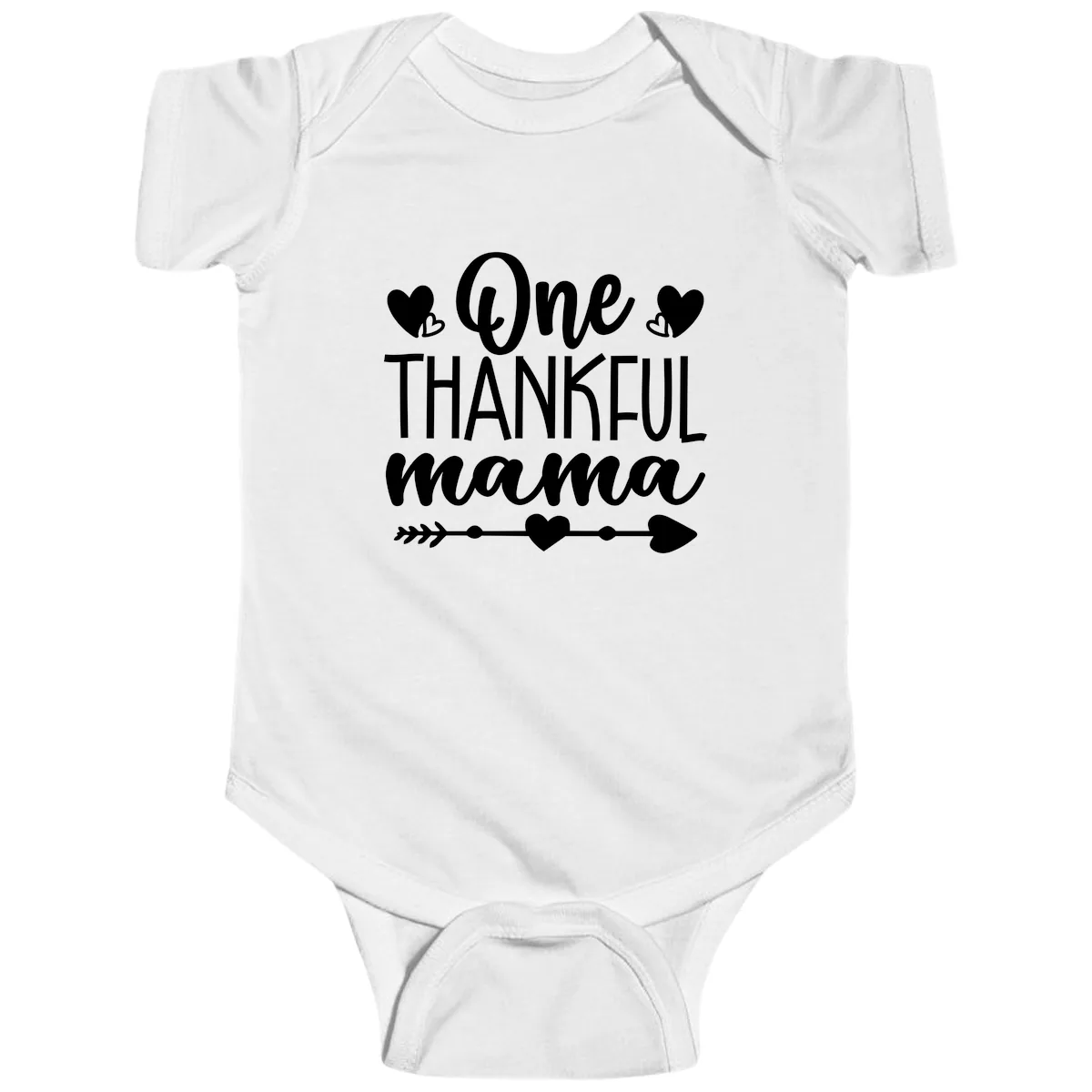 One Thankful Mama Heart Design Baby Onesie in White