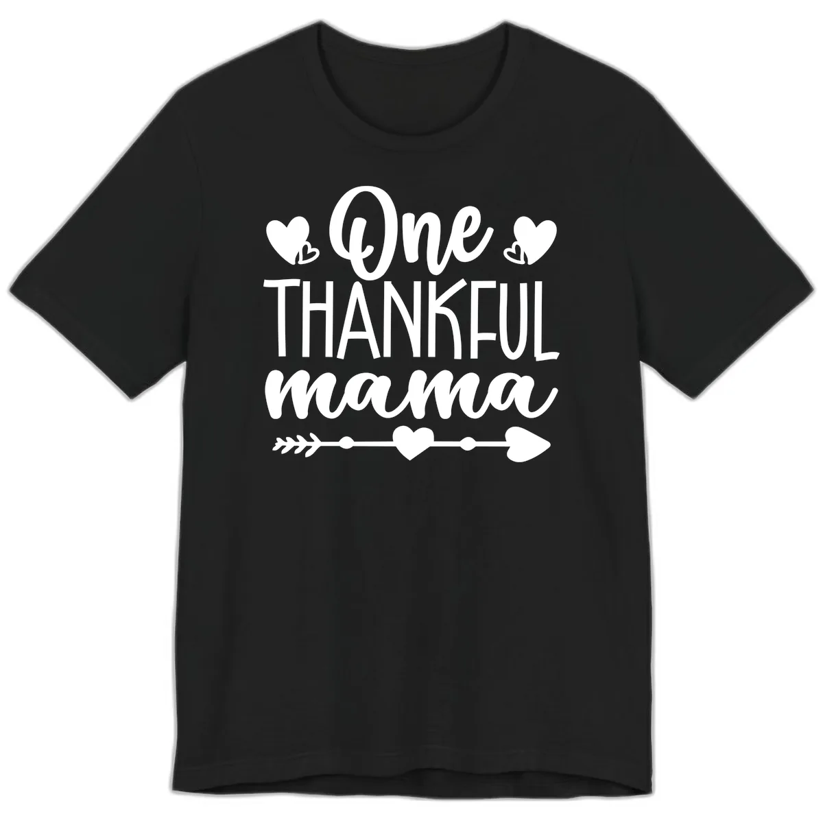 One Thankful Mama Heart Design Premium T-Shirt in Black