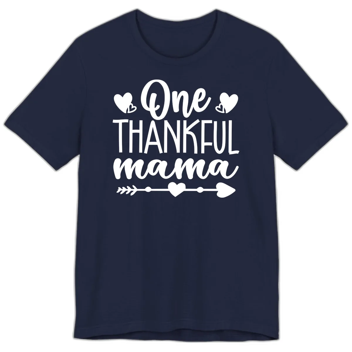 One Thankful Mama Heart Design Premium T-Shirt in Navy