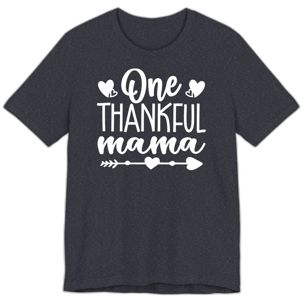 One Thankful Mama Heart Design Premium T-Shirt in Heather Navy