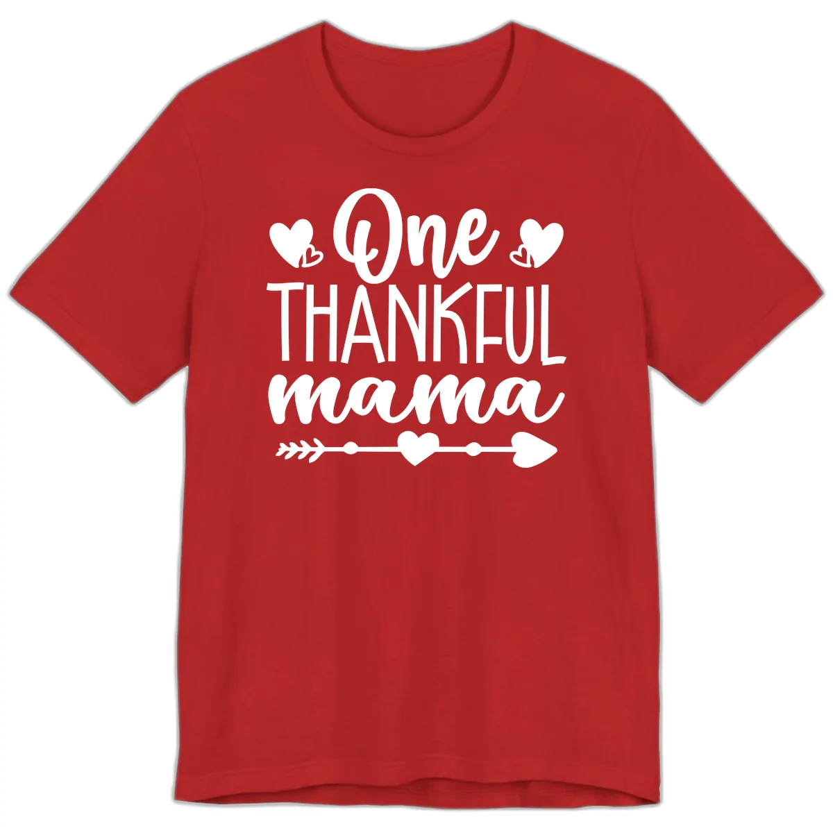 One Thankful Mama Heart Design Premium T-Shirt in Red