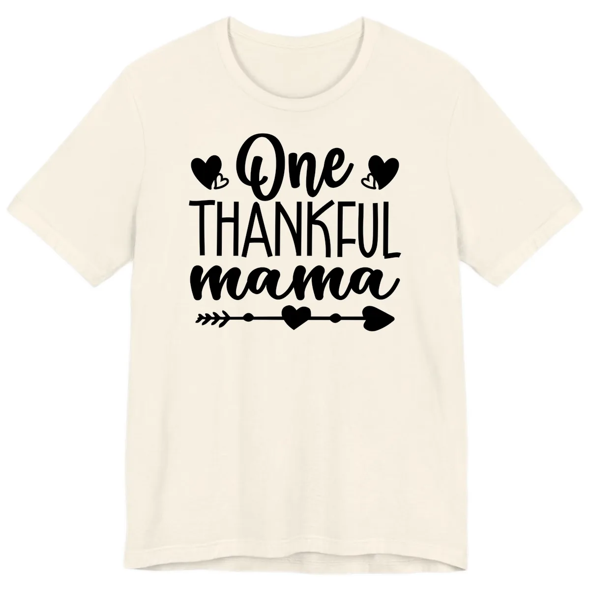 One Thankful Mama Heart Design Premium T-Shirt in Natural