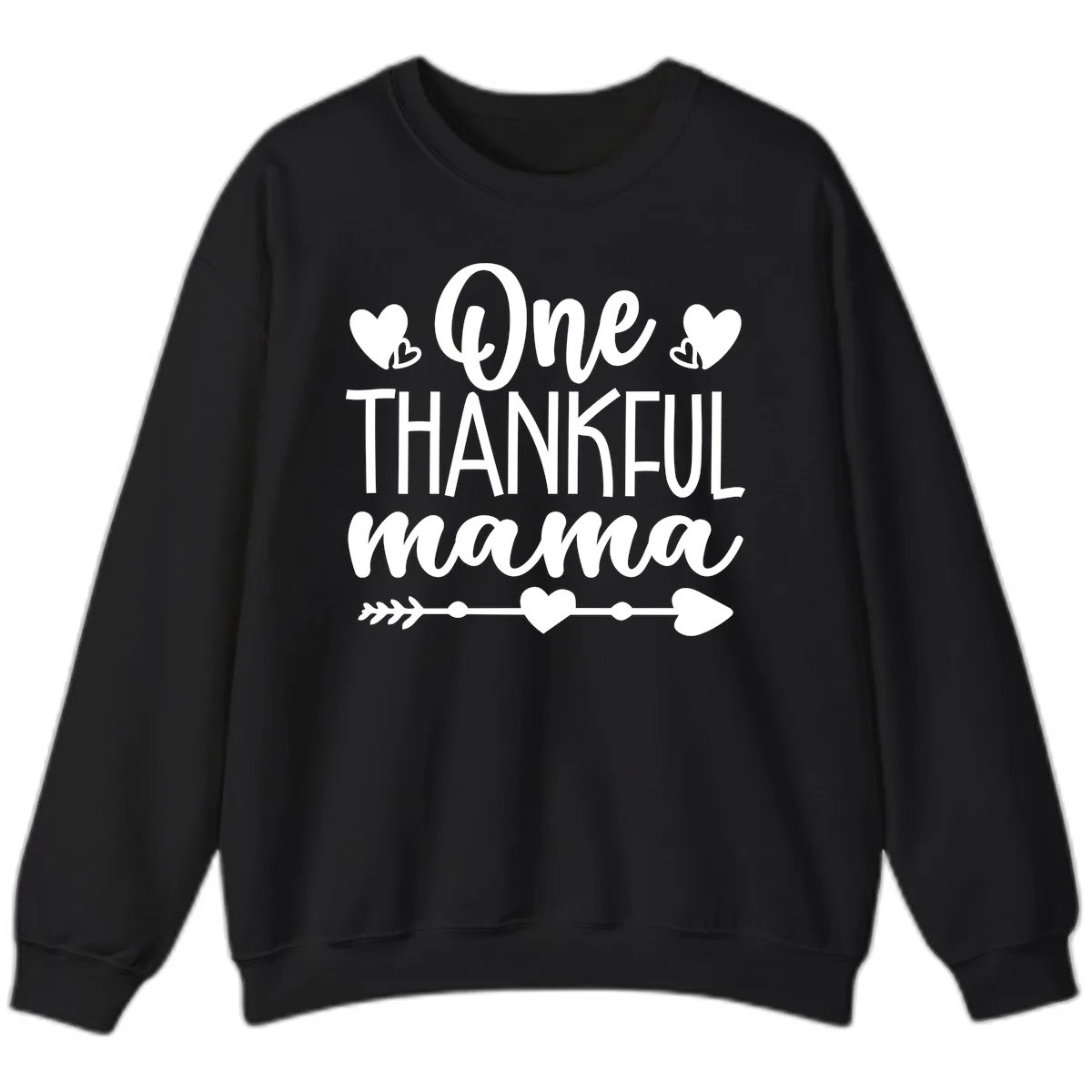 One Thankful Mama Heart Design Sweatshirt in Black