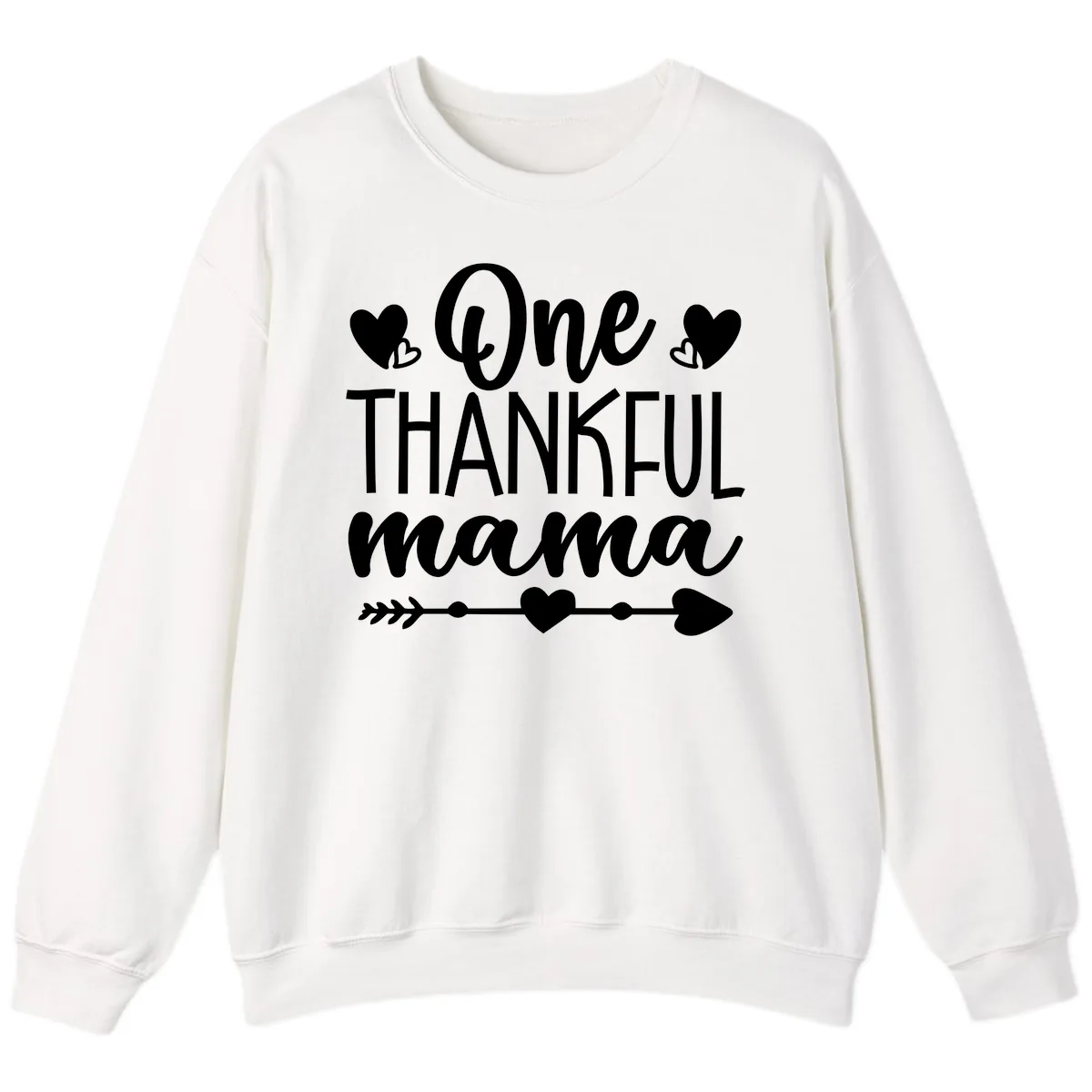 One Thankful Mama Heart Design Sweatshirt in White
