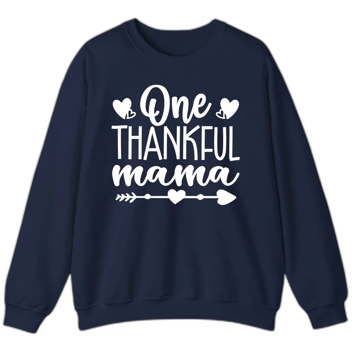One Thankful Mama Heart Design Sweatshirt in Navy