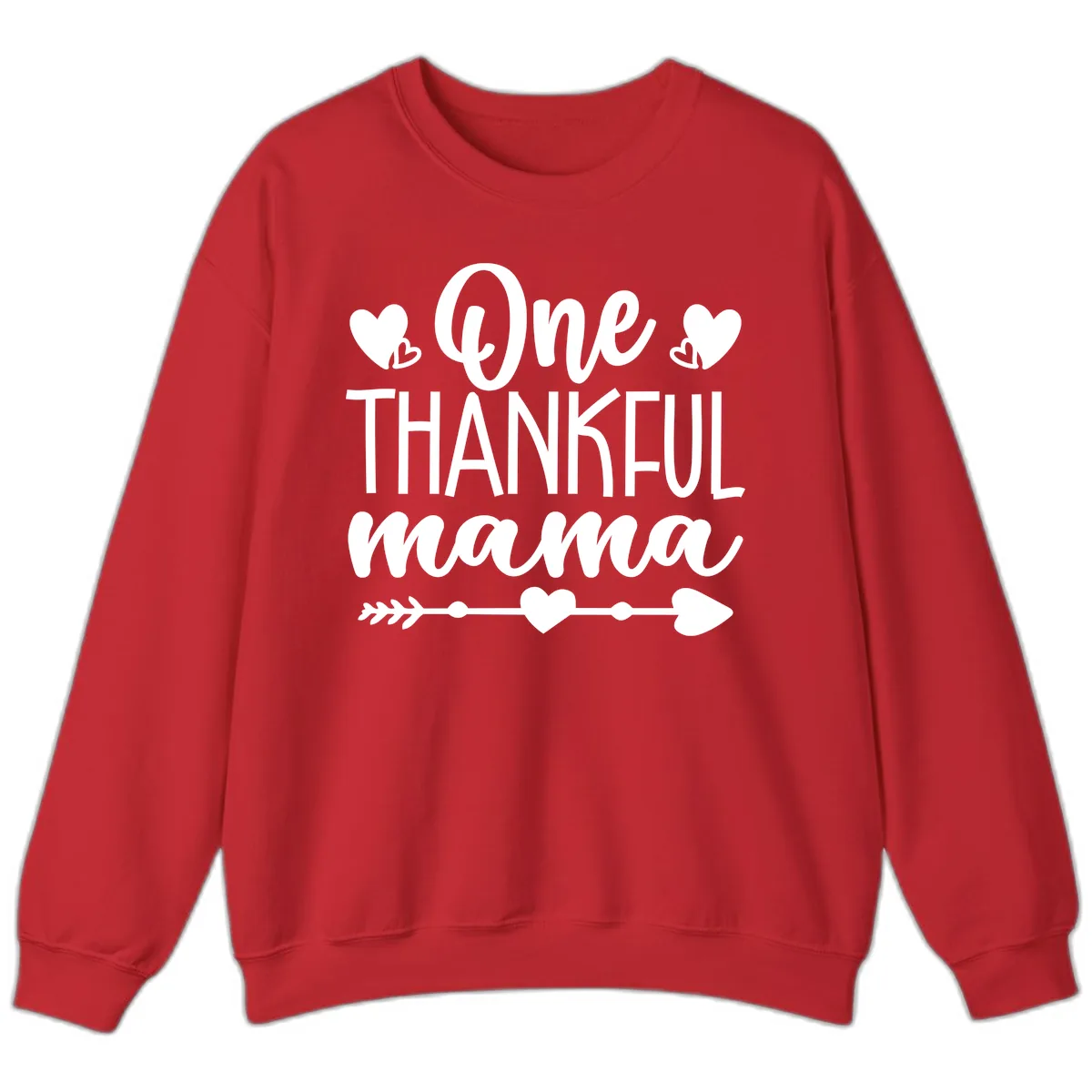 One Thankful Mama Heart Design Sweatshirt in Red