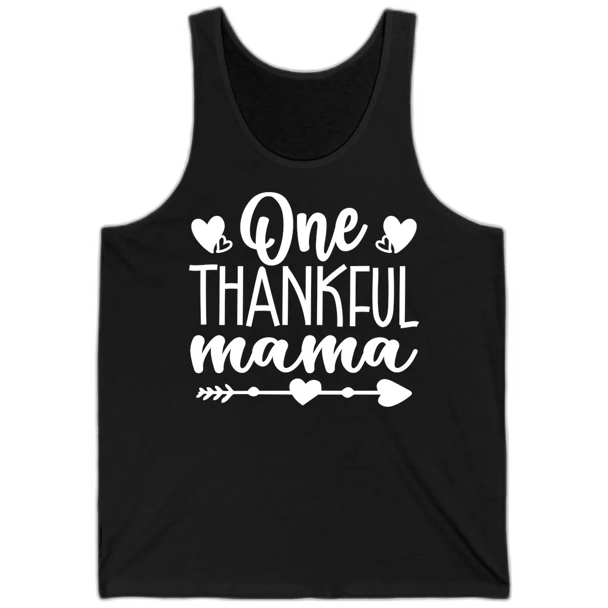 One Thankful Mama Heart Design Tank in Black