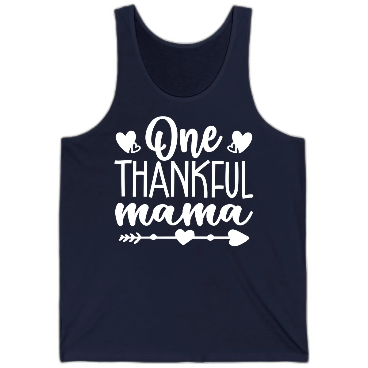 One Thankful Mama Heart Design Tank in Navy