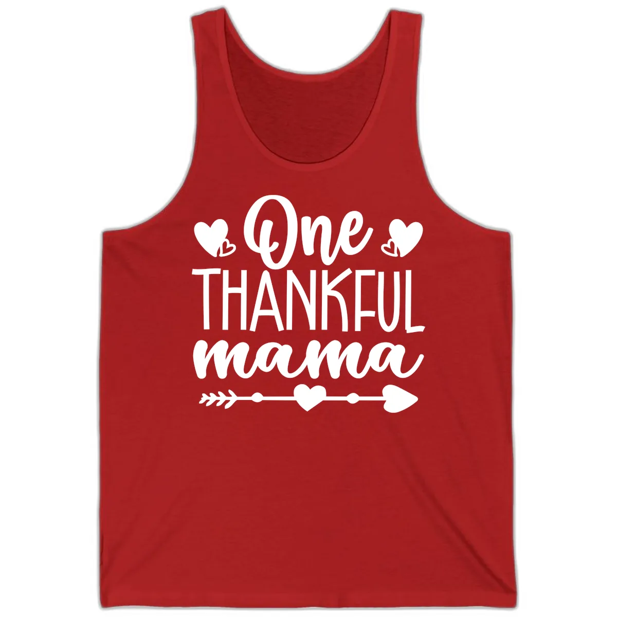One Thankful Mama Heart Design Tank in Red