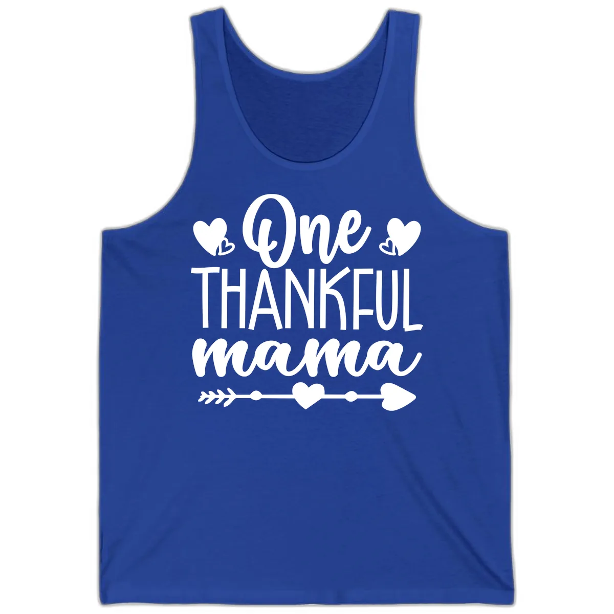 One Thankful Mama Heart Design Tank in True Royal