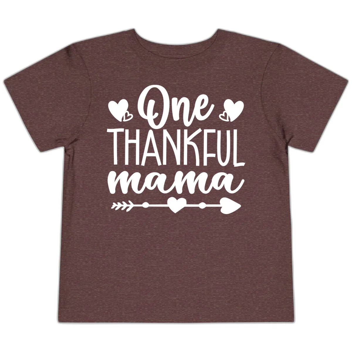 One Thankful Mama Heart Design Toddler T-Shirt in Heather Maroon