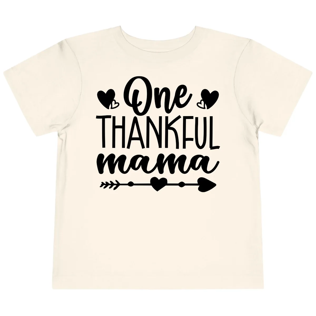 One Thankful Mama Heart Design Toddler T-Shirt in Natural