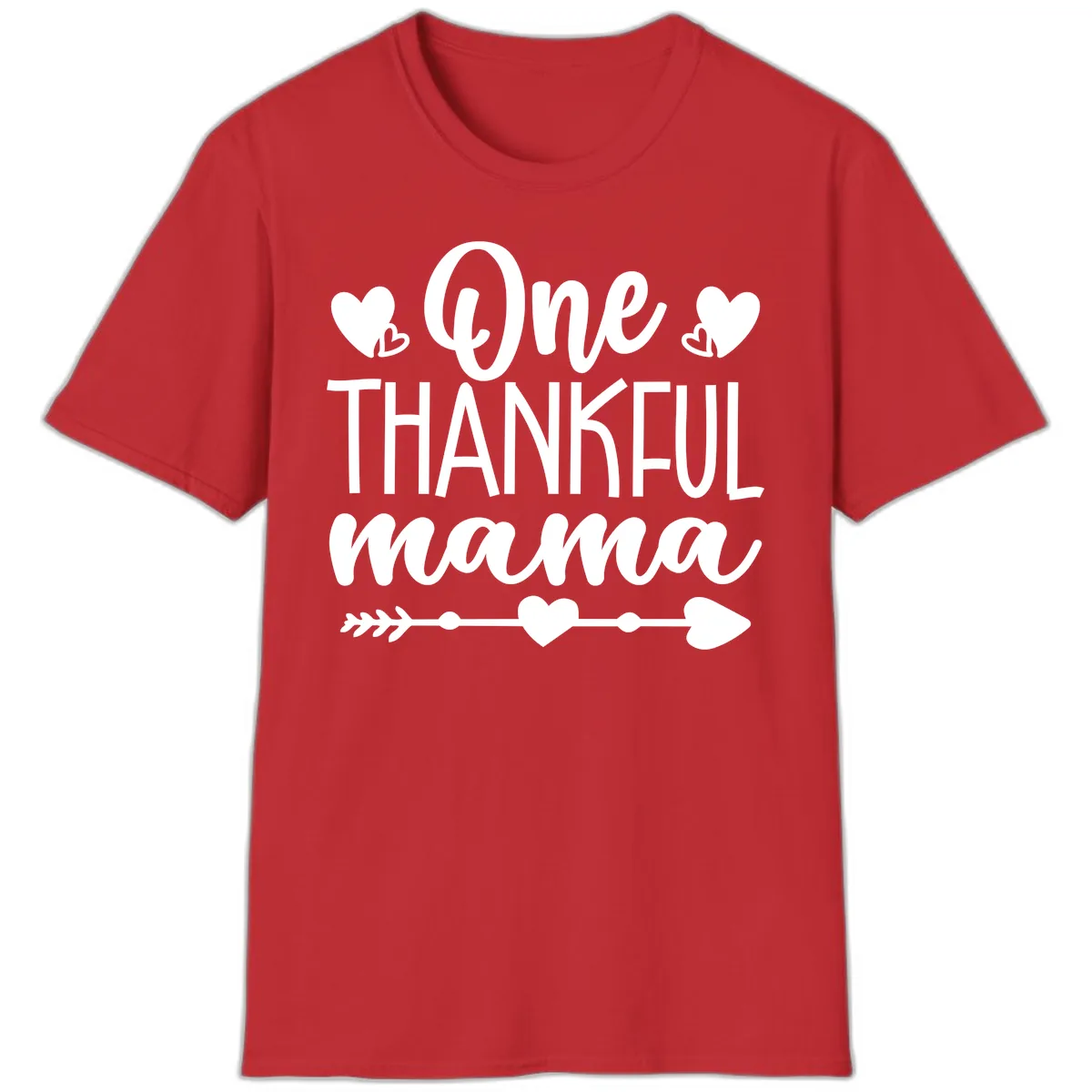 One Thankful Mama Heart Design T-Shirt in Red