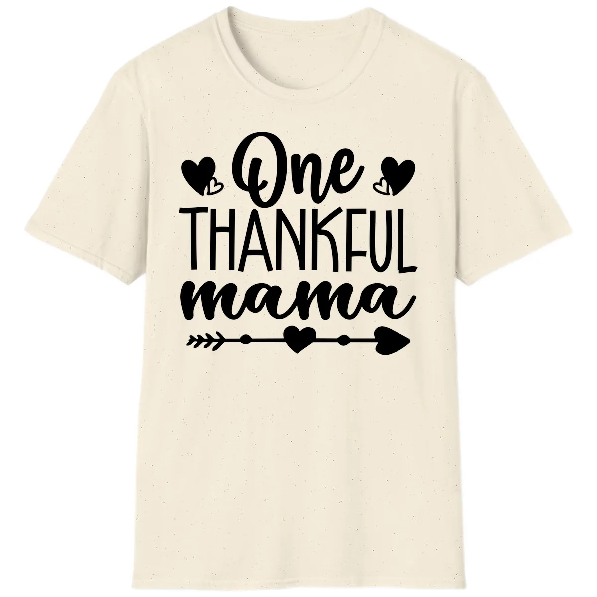 One Thankful Mama Heart Design T-Shirt in Natural