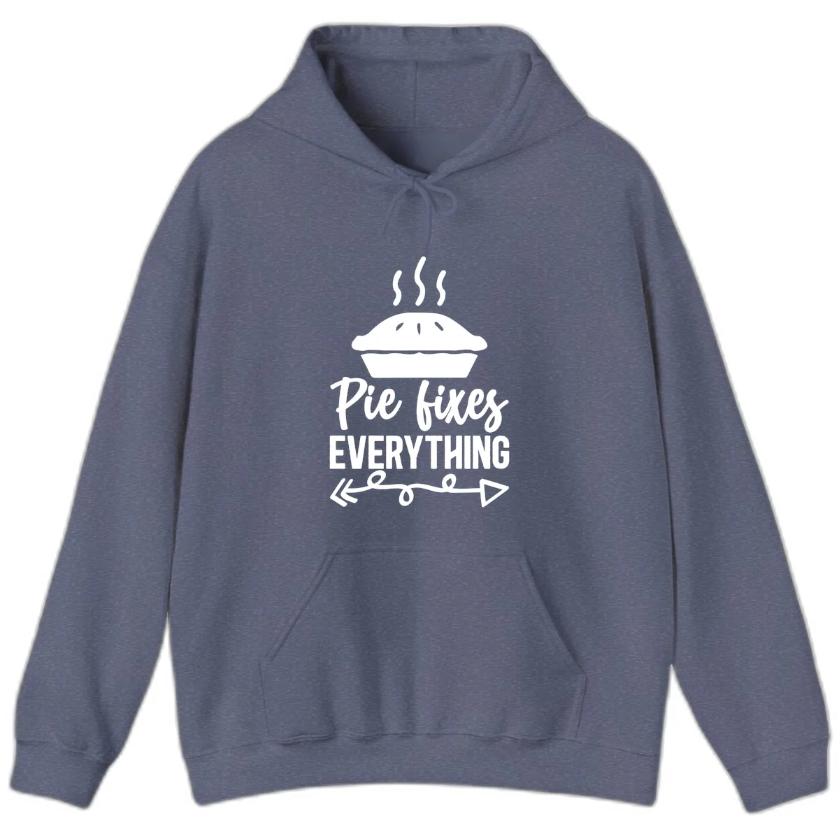 Pie Fixes Everything Statement Piece Hoodie in Heather Navy