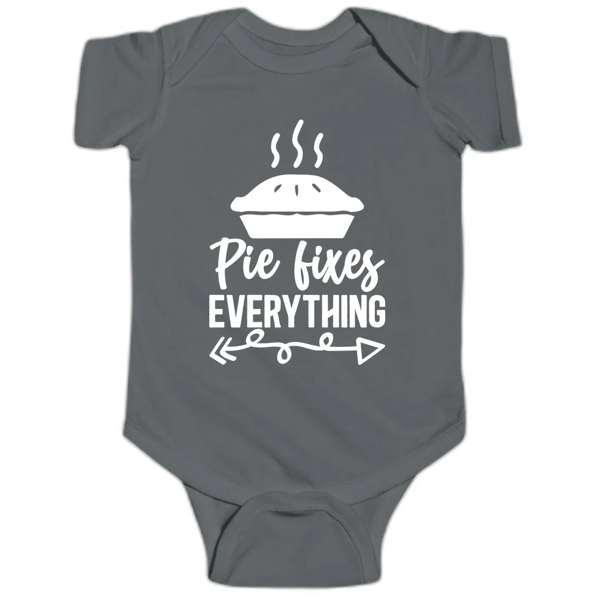 Pie Fixes Everything Statement Piece Baby Onesie in Charcoal