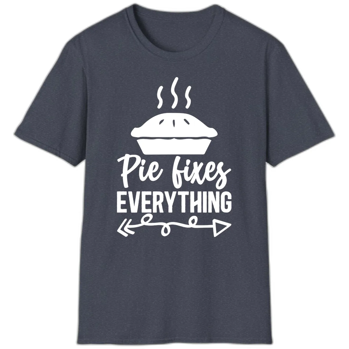 Pie Fixes Everything Statement Piece T-Shirt in Heather Navy
