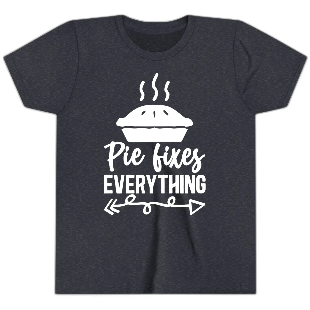 Pie Fixes Everything Statement Piece Youth T-Shirt in Heather Navy