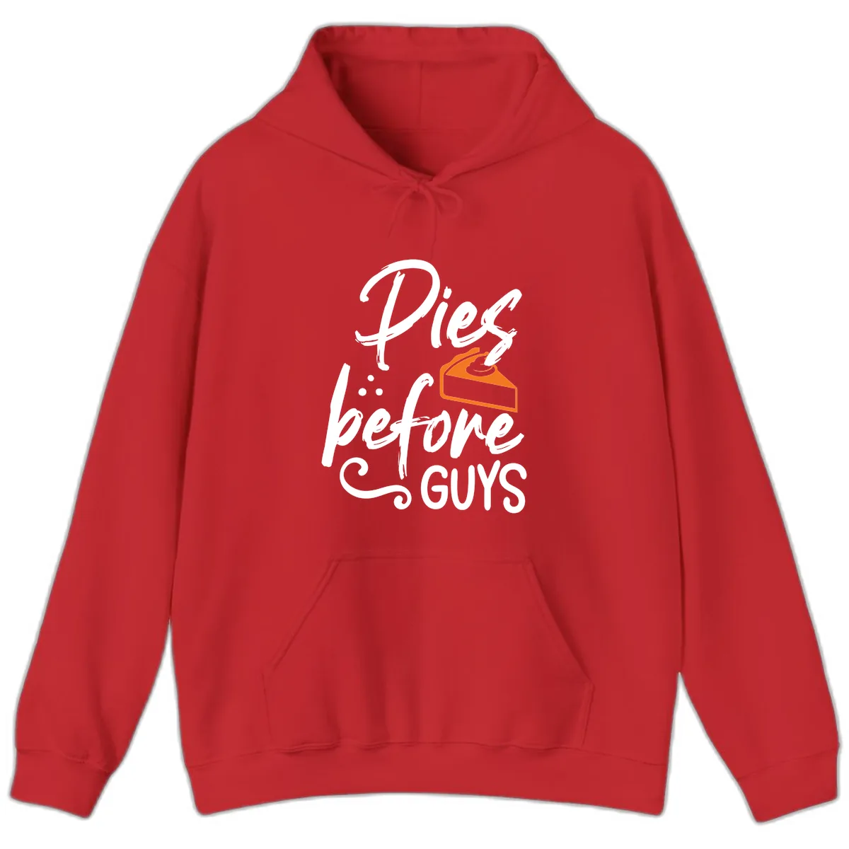 Pies Before Guys Typography Design Hoodie in Red