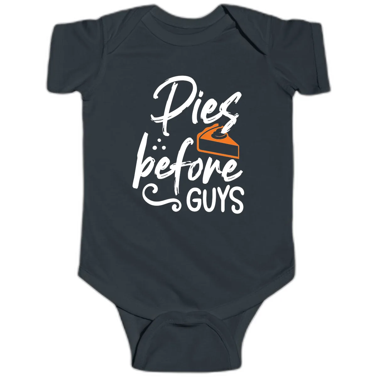 Pies Before Guys Typography Design Baby Onesie in Black