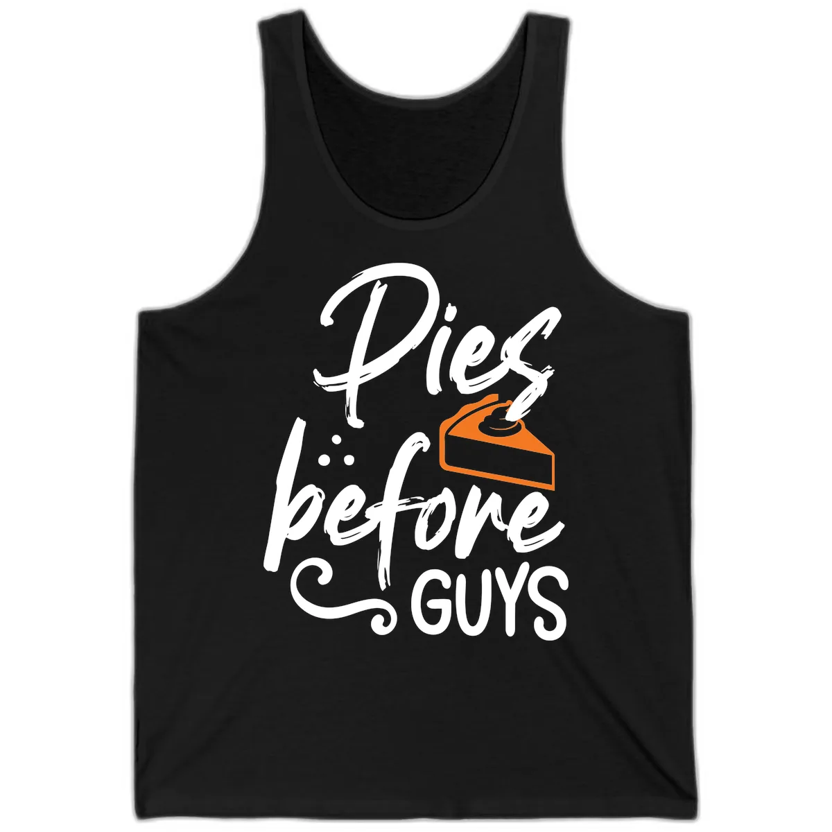 Pies Before Guys Typography Design Tank in Black
