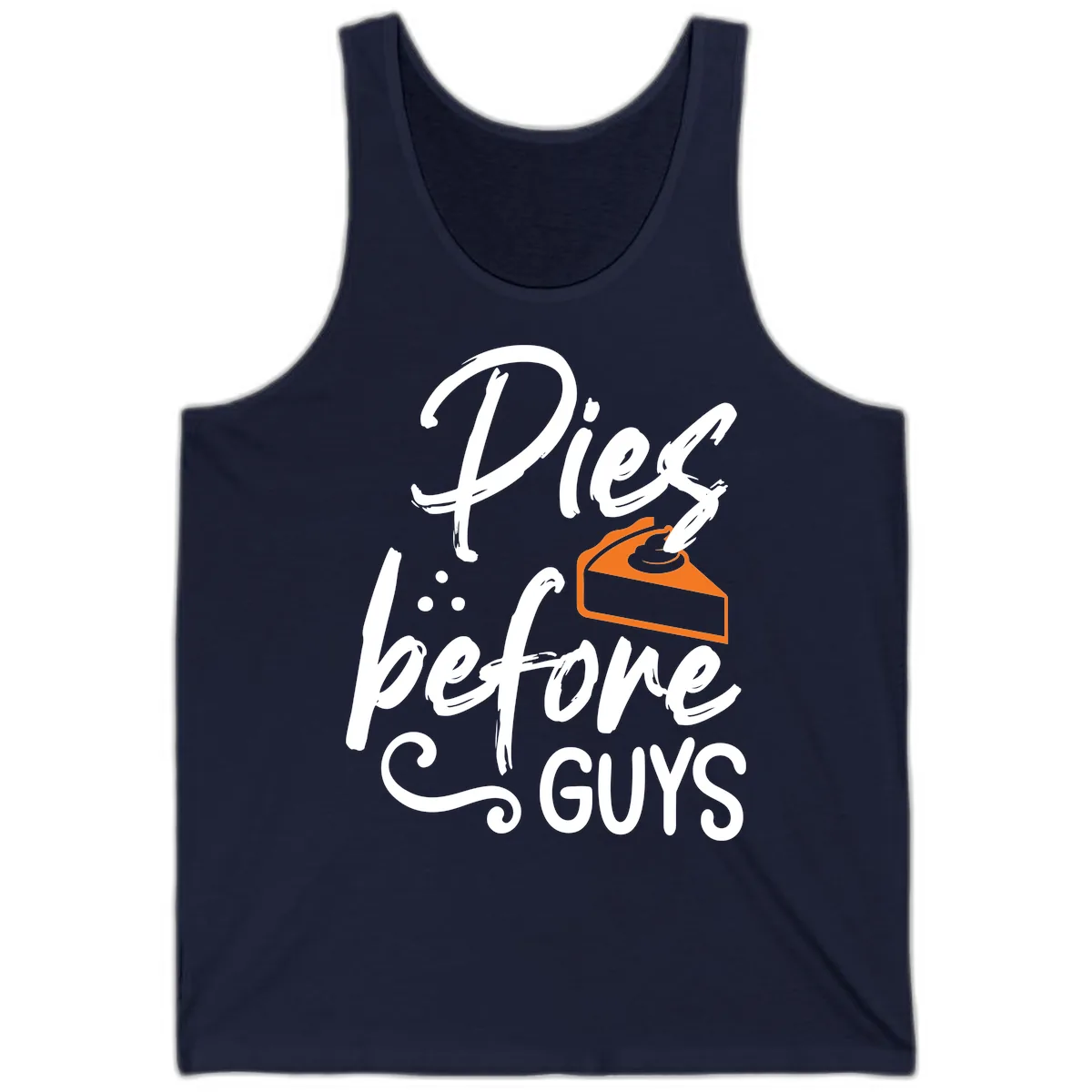 Pies Before Guys Typography Design Tank in Navy