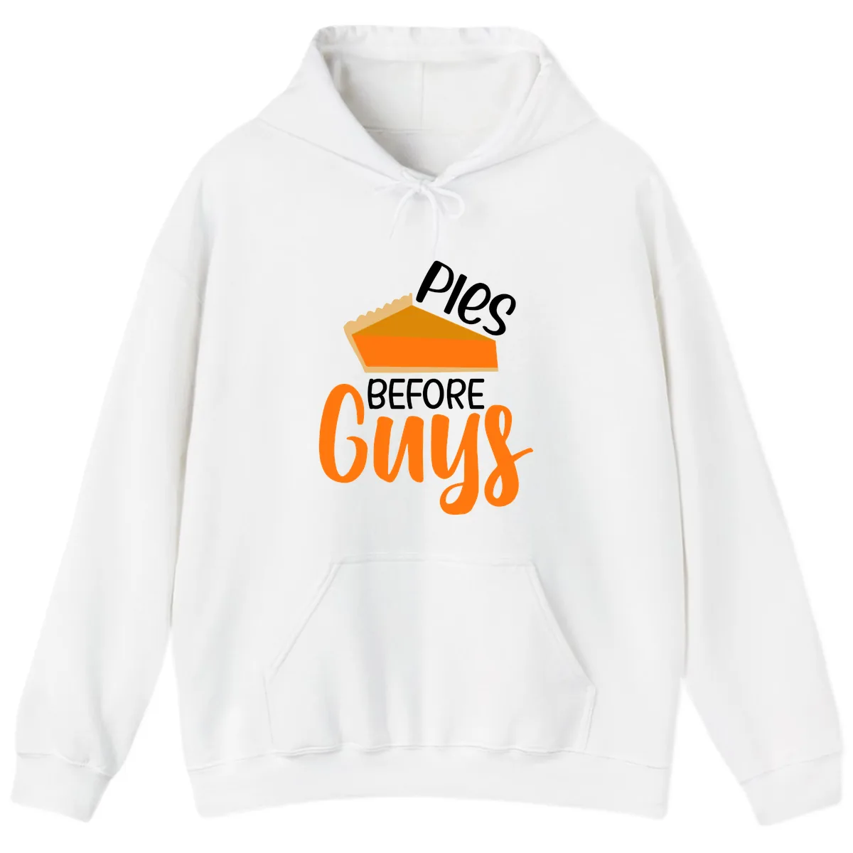 Pies Before Guys Thanksgiving Graphic Hoodie in White