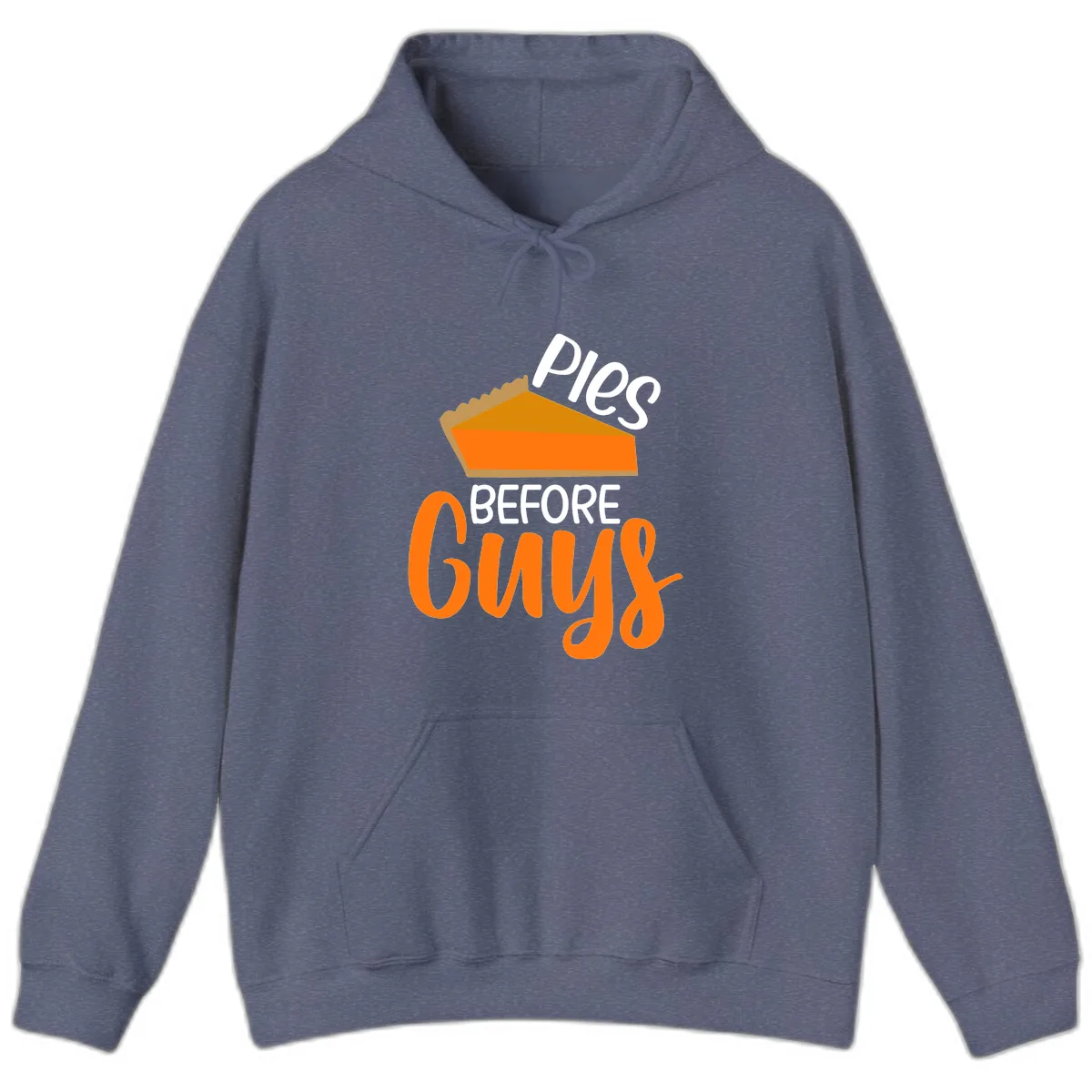 Pies Before Guys Thanksgiving Graphic Hoodie in Heather Navy