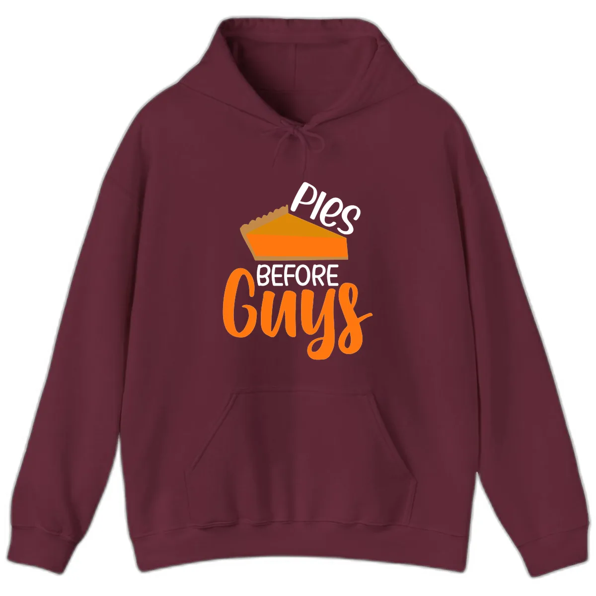 Pies Before Guys Thanksgiving Graphic Hoodie in Maroon