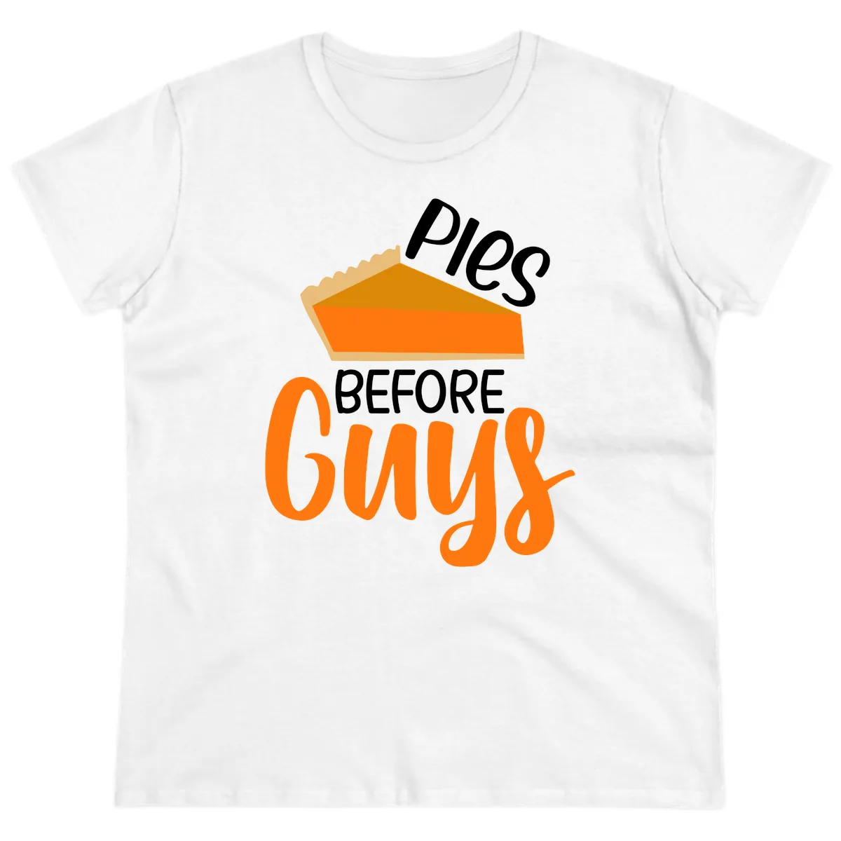 Pies Before Guys Thanksgiving Graphic Ladies Tee in White