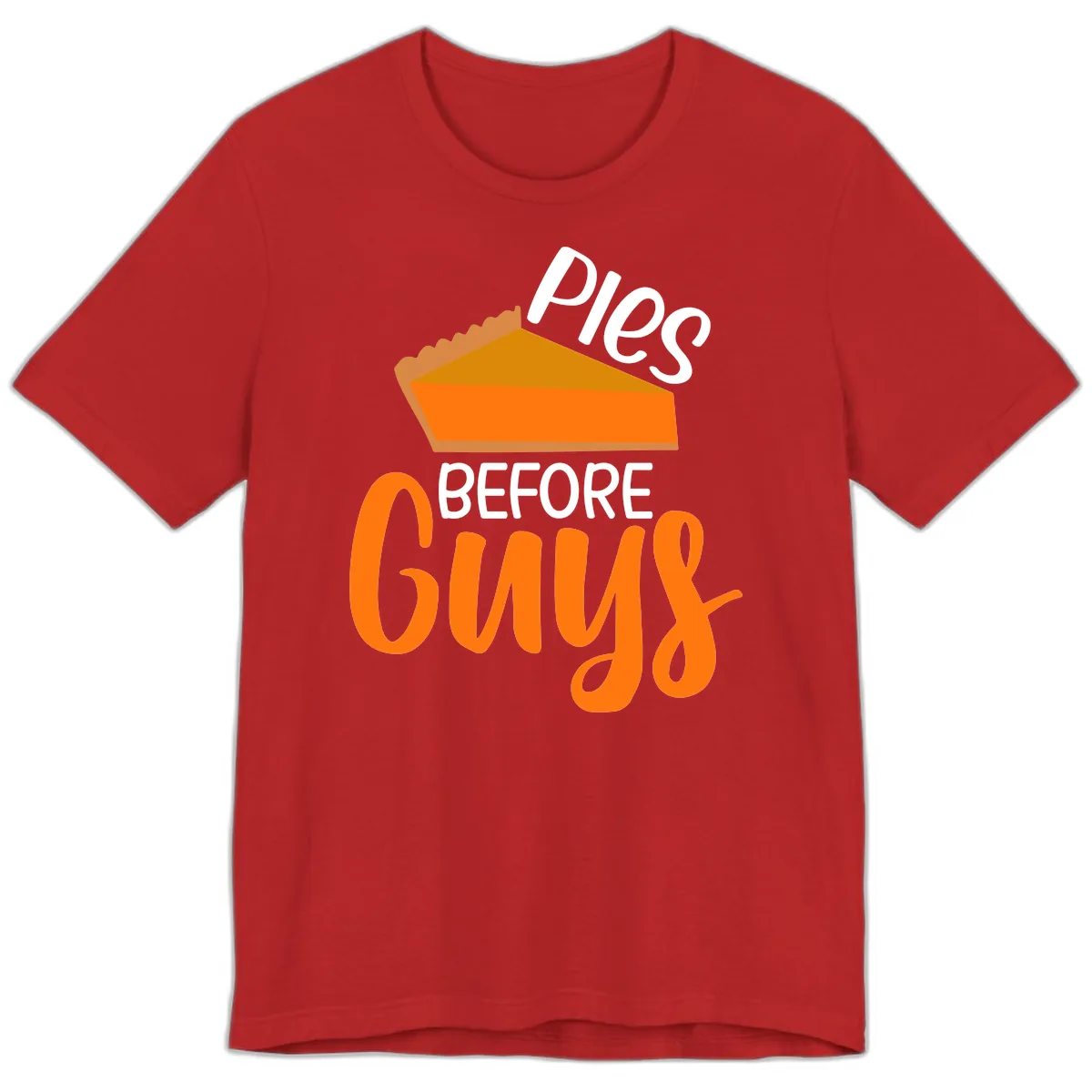 Pies Before Guys Thanksgiving Graphic Premium T-Shirt in Red