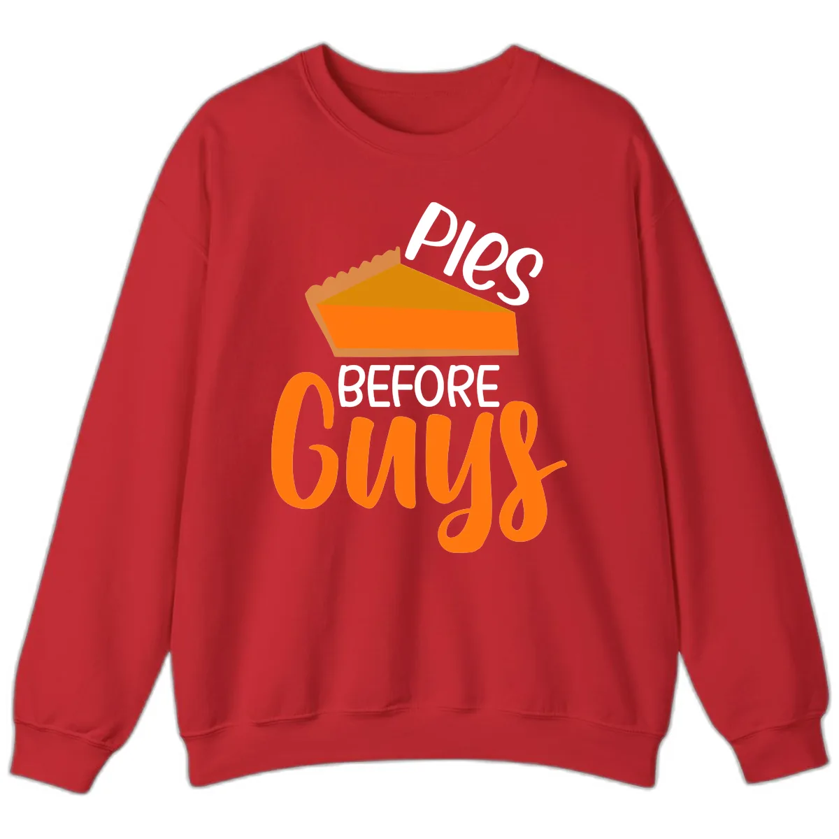 Pies Before Guys Thanksgiving Graphic Sweatshirt in Red